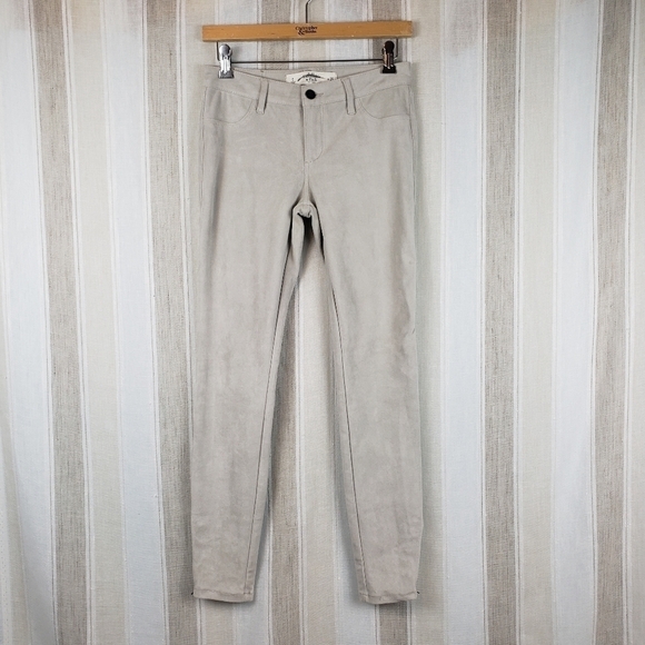Abercrombie & Fitch Faux Suede Mid Rise‎ Pants Beige Size 0 - Picture 1 of 8